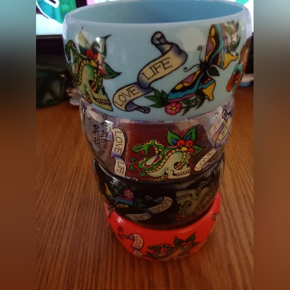 🖤Y2K Black Ed Hardy Chunky 90s Bangle Bracelet🖤 - Picture 2 of 2
